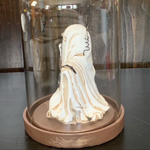 HTF - Glass Dome Ghost Cloche Light Up Halloween Decor - Boo Bats - Picture 13 of 13
